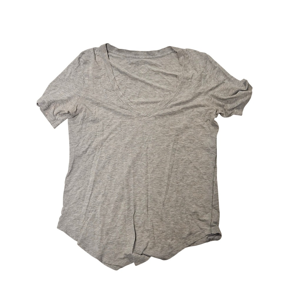Lululemon Love Tee V-Neck Short Sleeve Shirt Heathered Core Medium Grey Womens
